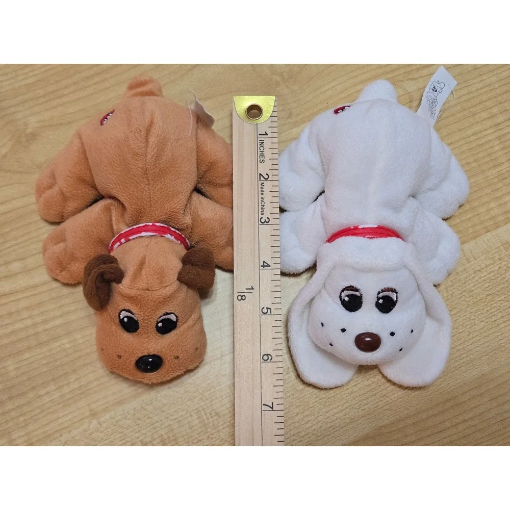 Vintage 2007 Pound Puppies Plush Set Tan Brown White Spotted Dog 6‎ Inch 2pc